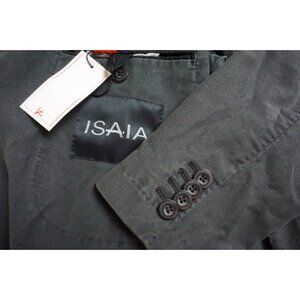 Isaia Napoli 100% Cotton Blue Gray 2 Pc Suit Jacket Pants 44R NEW